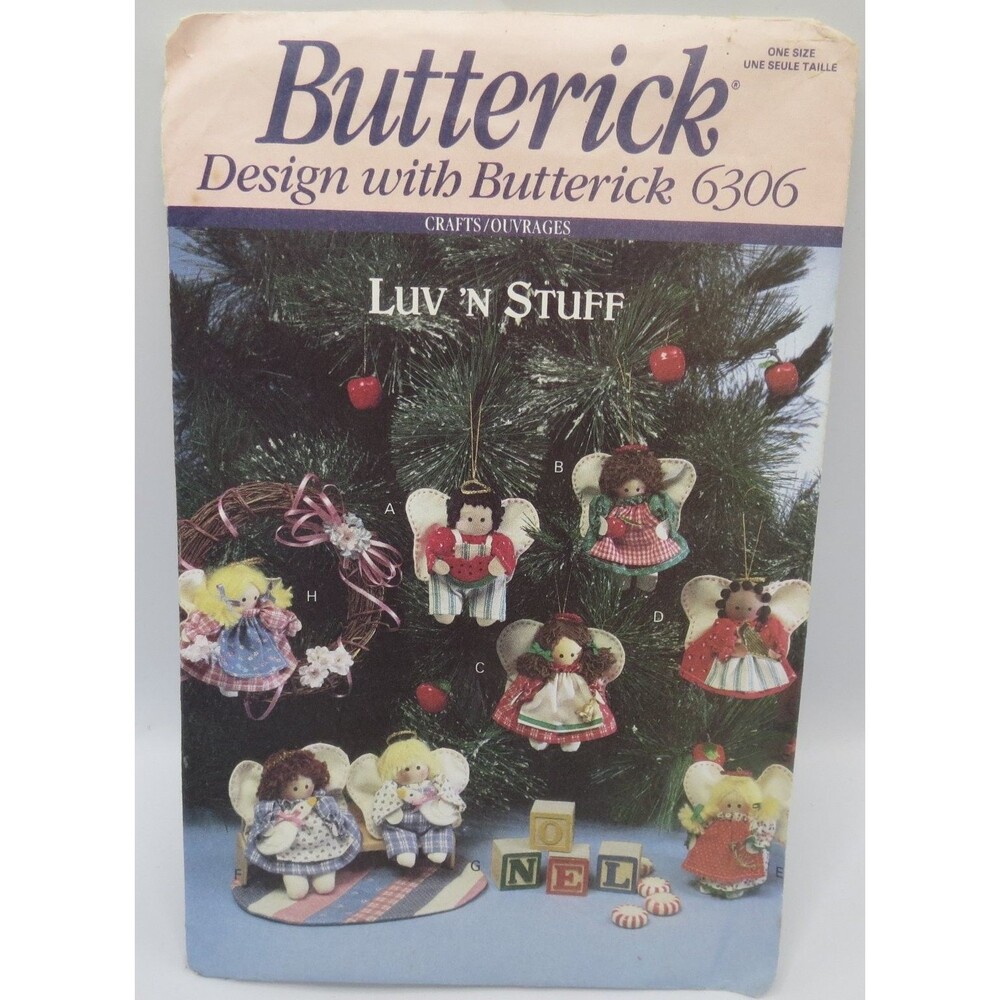 Butterick 6306 Angel Ornaments Crafts One Size 1990s Christmas Holiday Decor